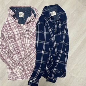 JACHS Girlfriend Purple Plaid Button-Down Shirt and Navy Plaid Button-Down Shirt